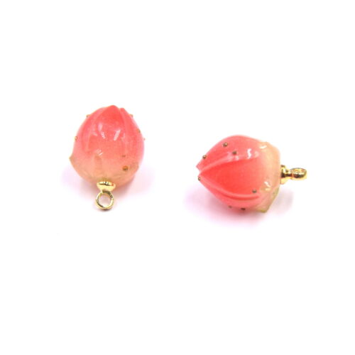 Pendentifs bourgeon de fleur rose en résine X2