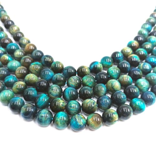 Perles oeil de tigre 6mm ronde bleue