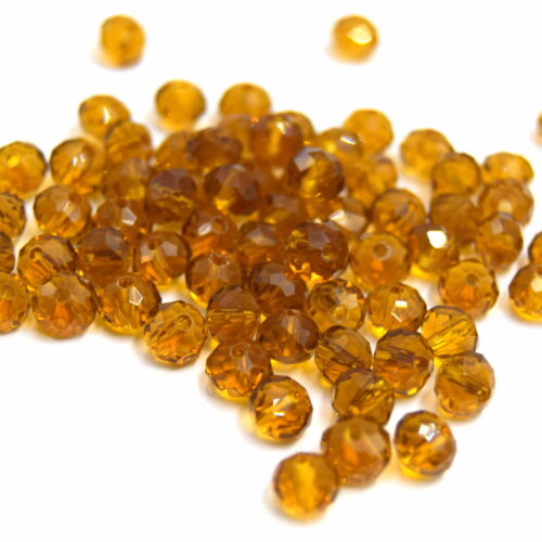 Perles facettes en verre rondelle ambre 4x6mm x50