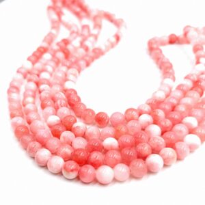 perle de jade pour bijoux ronde 6mm corail rose