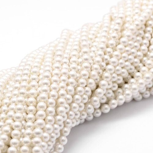 Perles coquille d'eau douce ronde blanche 4mm Grade A x20