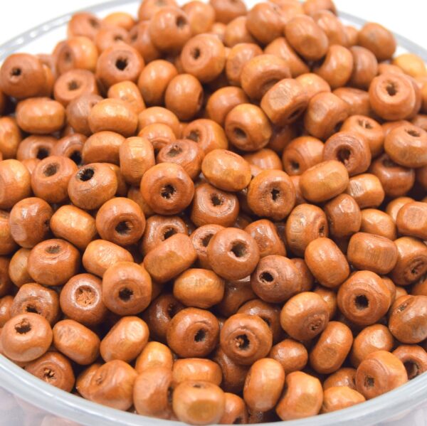 100 perles rondes en bois naturel marron clair (Ø6mm)