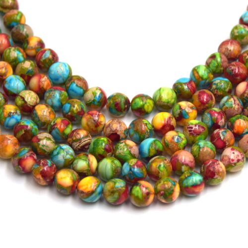Perles Jaspe impérial arc en ciel Ø4mm-6mm-8mm x20