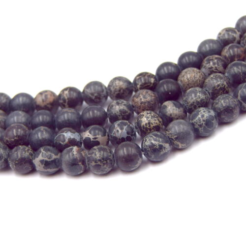 Perles Jaspe impérial noir naturel 8mm X20