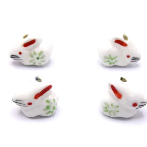 Perle en porcelaine lapin blanc