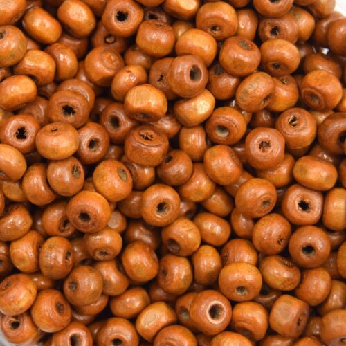 Perles en Bois Rondes Marron Clair 6mm - DIY Bijoux & Créations x100