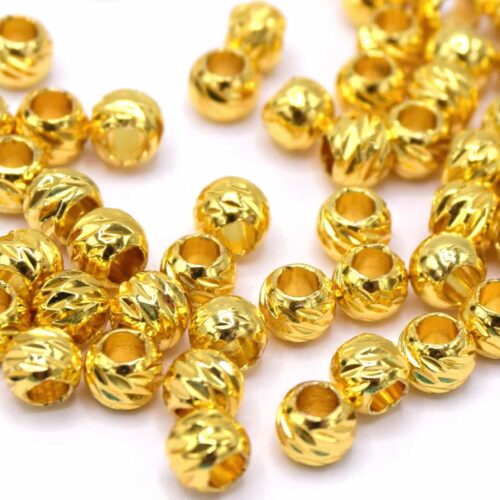 Perles intercalaires ronde ~4mm laiton plaqué or 18k