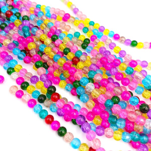 Perles de verre multicolore 6mm x100 – Image 2