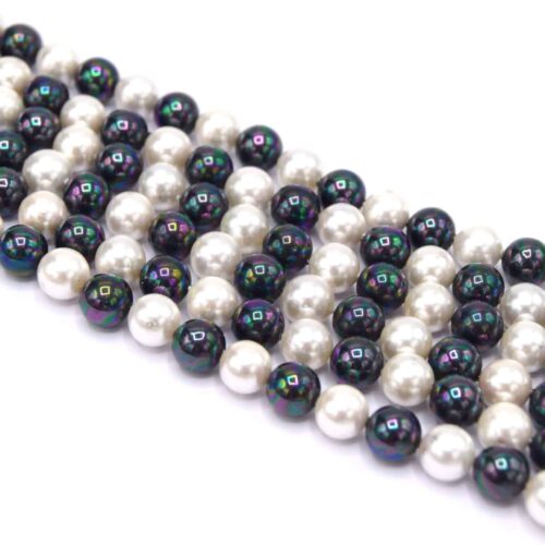 Perles de coquille nacrée Grade A noires et blanches