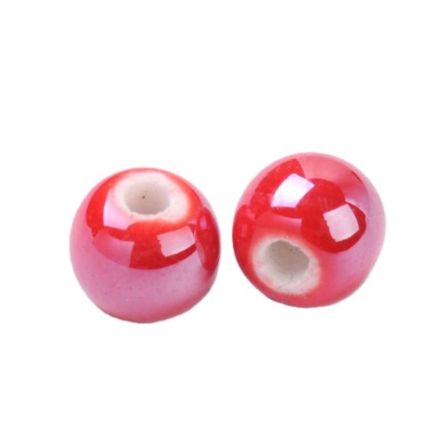 PERLE RONDE CERAMIQUE ROUGE