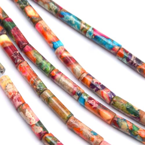 PERLE TUBE JADE IMPERIAL MULTICOLORE BIJOUX DIY22