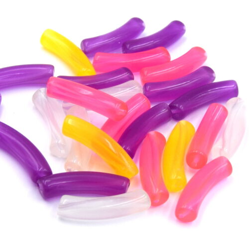 Perle tube en acrylique courbé pour bracelet et bijoux diy