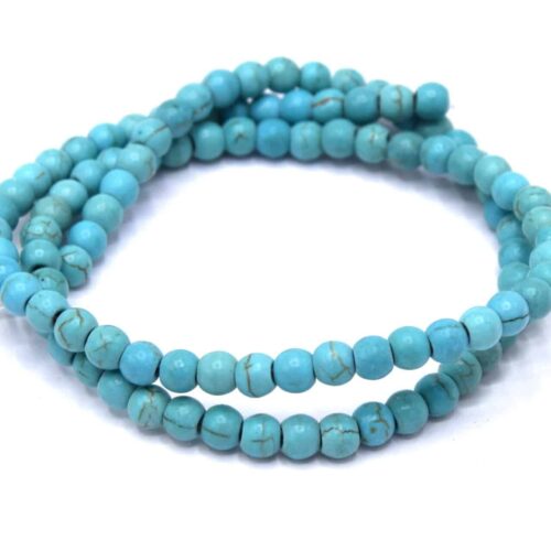 Perles turquoise synthétique ronde 4mm
