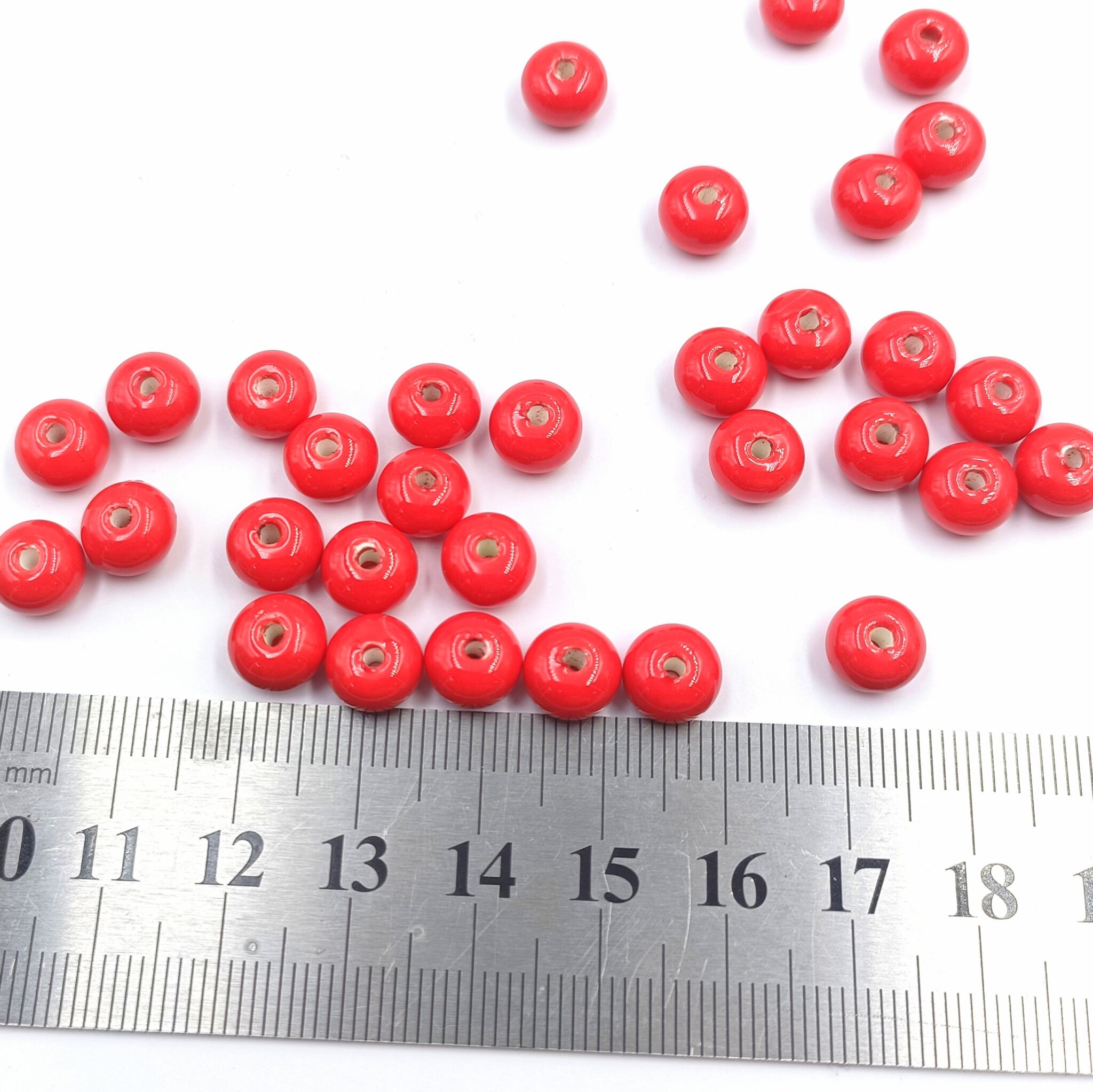 Perles Rondelles en Porcelaine Émaillée Rouge x20 – Image 3