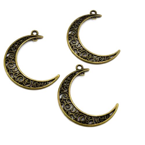 croissant lune bronze pendentif connecteur pour bijoux