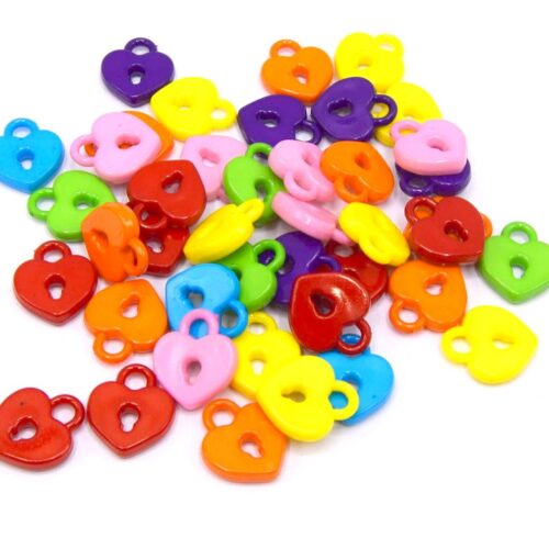 Pendentif coeur cadenas mixte acrylique 20mm