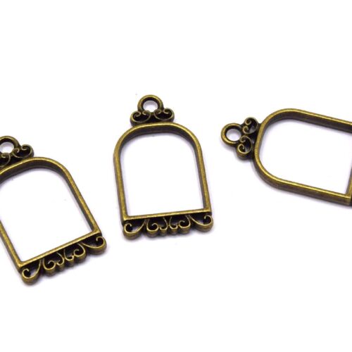 Pendentifs cadre bronze forme cages à oiseaux