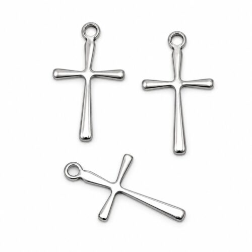 Pendentifs croix en acier inoxydable 304 – 16 x 9,5 mm – Lot de 10
