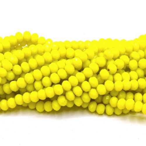 Perles Cristal Verre rondelle opale jaune à facettes 4x3 mm