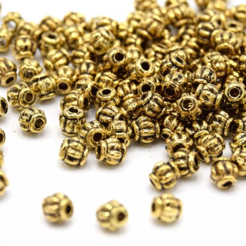 Perles Intercalaires citrouille doré 4mm