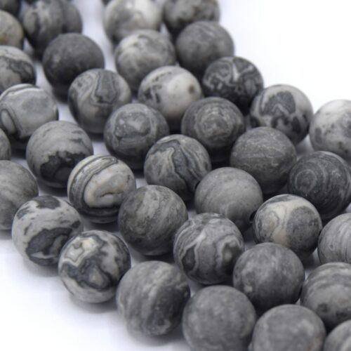 Perles Jasper Picasso 6mm Naturelles dépoli