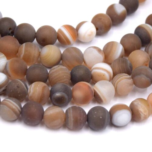 Perles agate 6mm coconutbrown givré