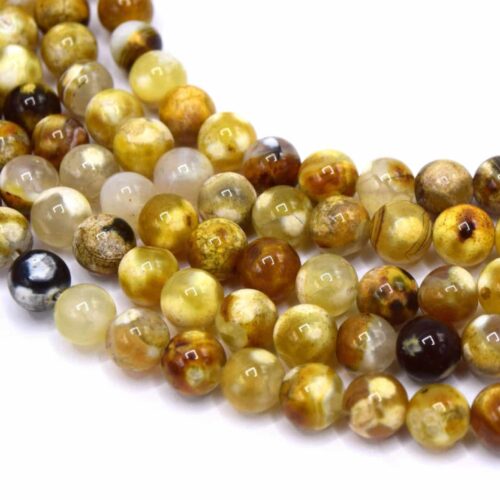 Perles agate de feu naturel ronde 6mm