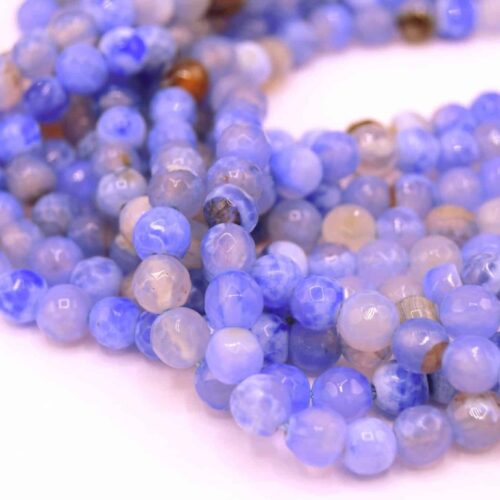 Perles agate facettes bleu  Ø6mm