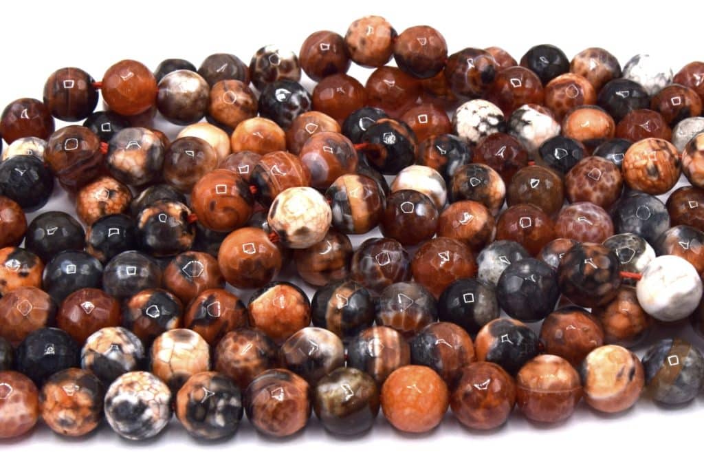 Lot De 23 Perles Rondes En Agate Feu - 8mm, Pierre Naturelle, Neuf