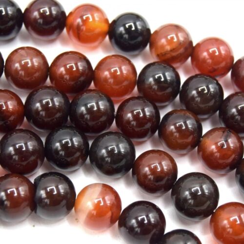 Perles agates rayées rondes 8mm chocolat cornaline