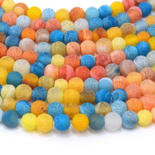 Perles agates veine de dragon rondes 6mm mixte