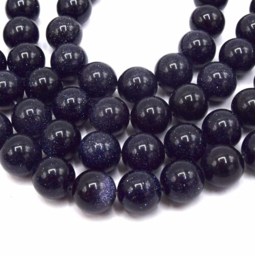 Perles bleues Goldstone rond 10mm