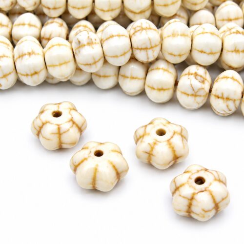 Perles citrouille beige 12 mm en turquoise synthétique