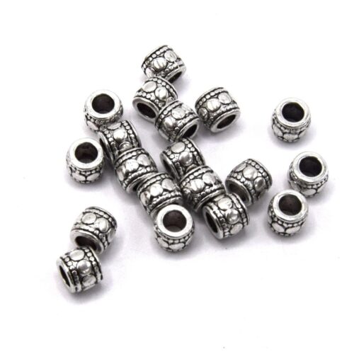 Perles colonne 7mm argent antique grand trou