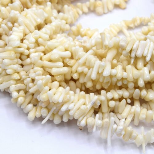 Perles corail bambou blanc x100