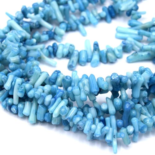 Perles corail bambou bleu turquoise x50