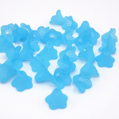 Perles coupelles fleurs dépolies bleu turquoise 14mm