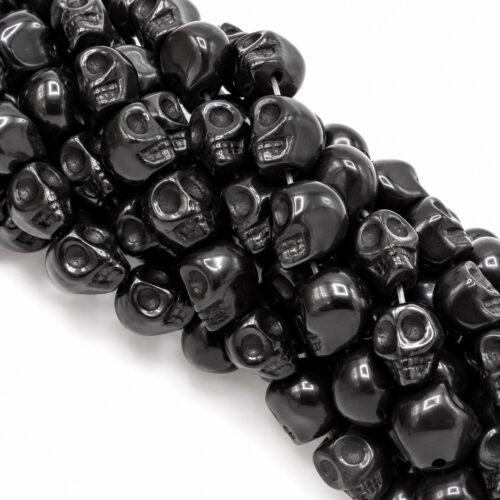 Perles crânes noires brillantes 10 mm