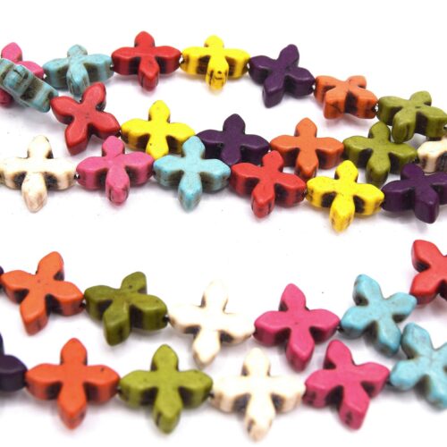 Perles croix howlite  mixte 14mm