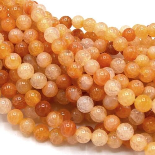 Perles d'agate craquelée naturelle rondes orange Grade A  Ø8mm