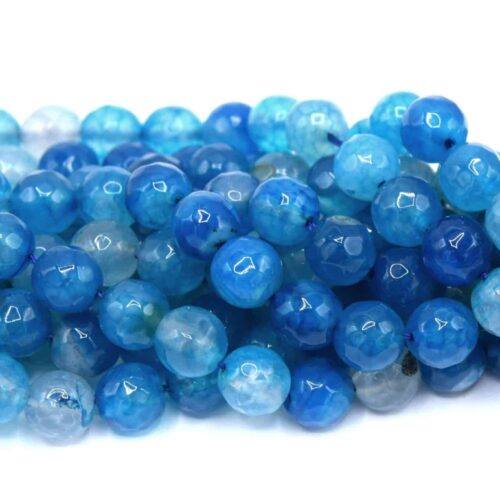 Perles d'agate facettes bleu lagon grade A Ø8mm