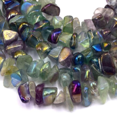 Perles de fluorite électroplaquées chips - Lot de 20 ou 40 Perles