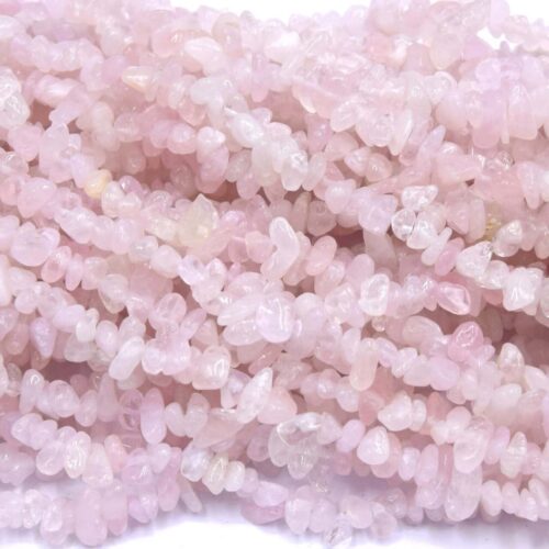 Perles de quartz rose chips, puces  naturelles percées