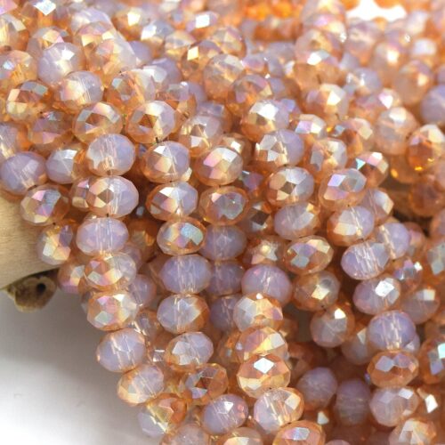 Perles de verre abaque à facettes 6mm rose jade