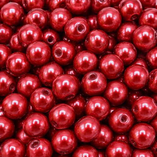 Perles de verre rouges 6 mm – Rondes brillantes tas de perles