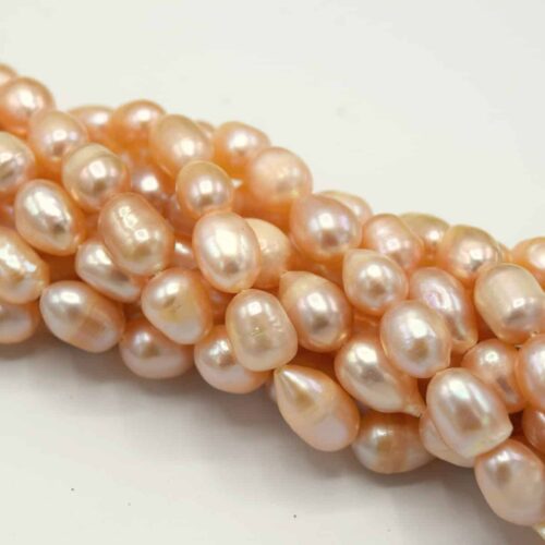 Perles d'eau douce ovale abricot vintage nacré x10