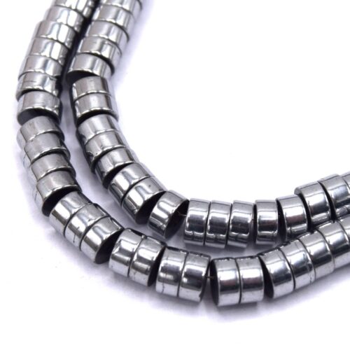 Perles d'hématite non magnétique heishi 4mm argent