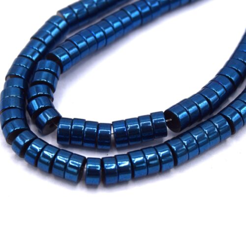 Perles d'hématite non magnétique heishi 4mm bleu
