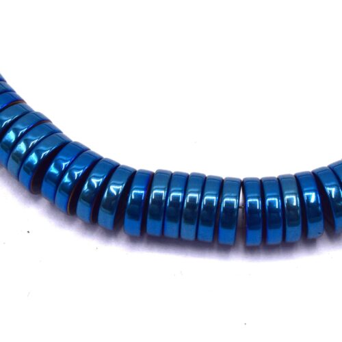 Perles disques Heishi en hématite non magnétique Bleu 8mm
