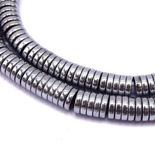 Perles disques Heishi en hématite non magnétique argent 8mm